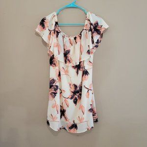 Ivory Floral Off Shoulder Dress Size Large